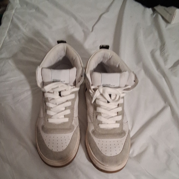 Steve Madden Shoes - Steve Madden White and Silver High-Top Women's Leather Sneakers 9